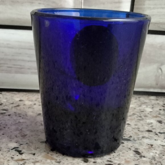 DUO: Cobalt Blue Glass Ashtray & Shot Glass Pewter Sun Medallion - Picture 5 of 11